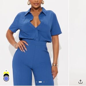 Fashion Nova Royal Blue Short Sleeve Jumpsuit